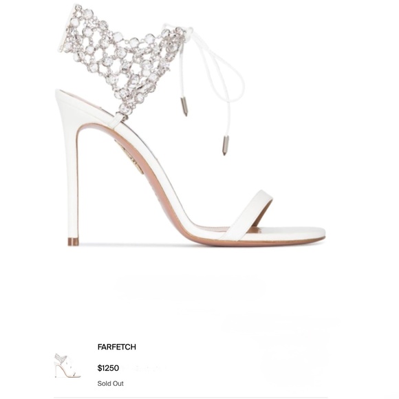 Aquazzura White Crystal Web Leather Ankle-Tie Leather Stiletto Sandal US… - Picture 7 of 8